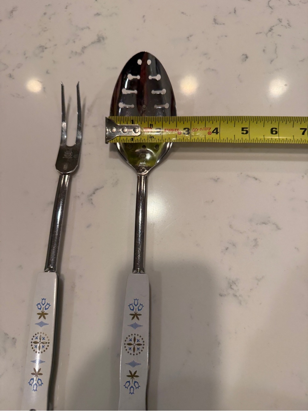 Ekco Blue Tulips Dutch Retro Kitchen Slotted Spoon, Meat Fork MCM Vintage - Picture 8 of 9
